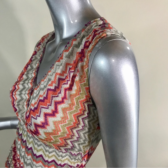 Ann Taylor Women’s XSP Sleeveless Fitted Blouse Geometric Knit Top Colorful - Picture 6 of 16